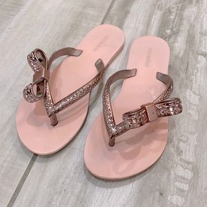 Rose gold Melissa 🎀 bow flip flops